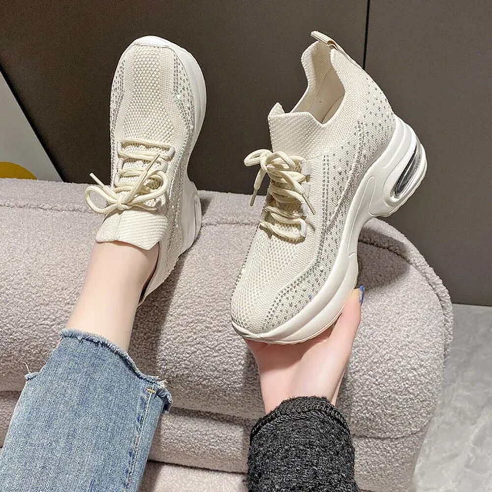 Ddmysports Women S Rhie Breathable Mesh Thick Bottom Lace Up Sneakers Lightweight Walking Trainers Atilla Deportiva Mujer OUTDOOR