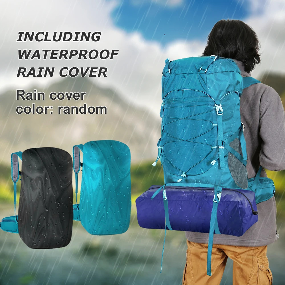 WESTTUNE 50L Hiking Backpack with Rain Cover Multifunctional Mountaineering Bag Outdoor Rucksack for Travel Trekking Camping 240601