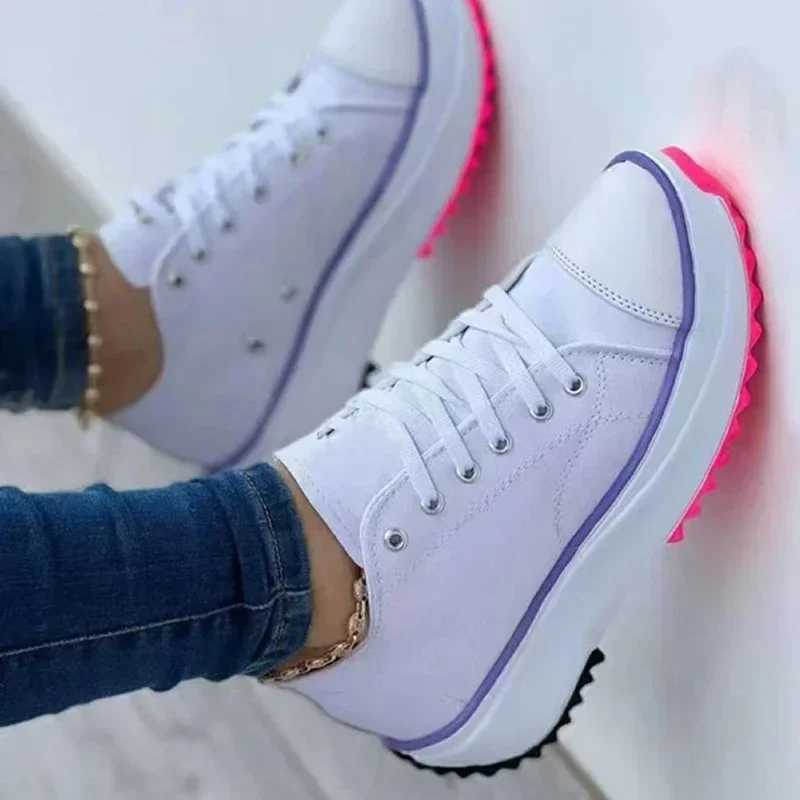 2023 Woman Platform Women Casual Female Canvas Tennis Ladies Shoes Chunky Sneakers Lace Up Shoe Plus SizeL464