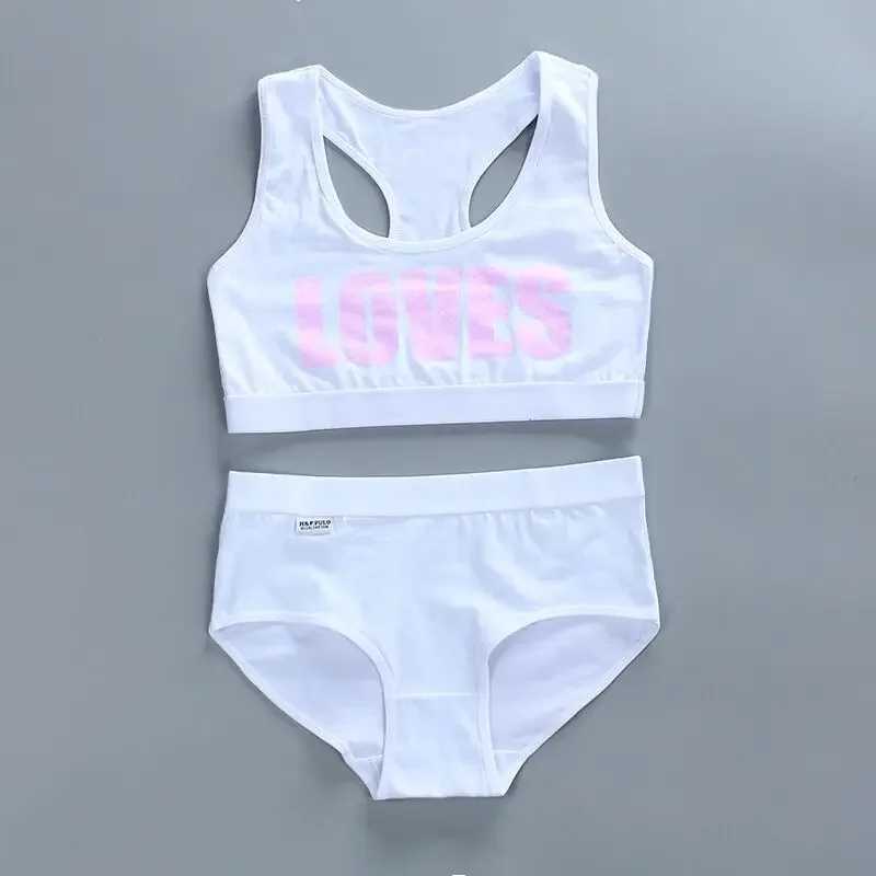 Camisole Camisole Teen Bra Girl Vest Cotton Underwear Set Spandex with Letter Solid Color Girls Sport Underwear Racerback Training + Panties WX5.31