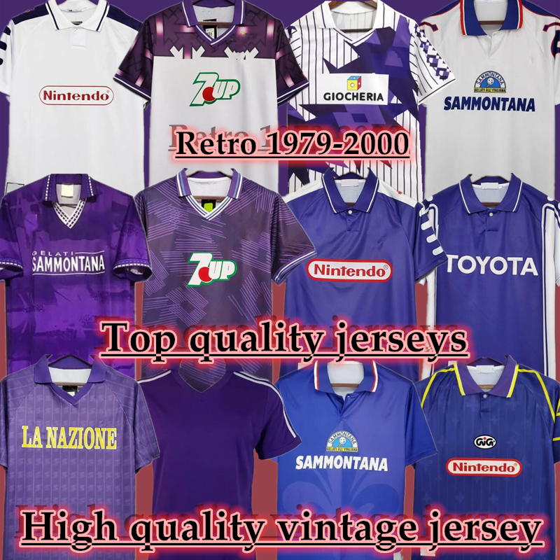 1995 1996 Retro classic Fiorentina Top Soccer jerseys Sweatshirt 89 90 91 92 93 97 98 99 BATISTUTA R.BAGGIO DUNGA quality Retro Fiorentina Football shirt chandal futbo