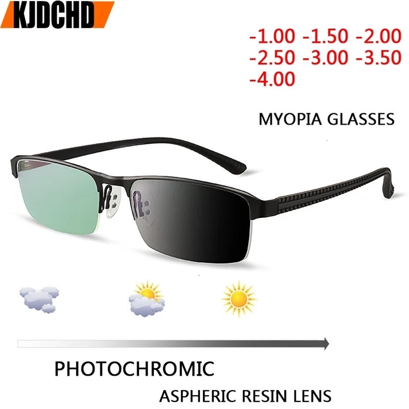 JIE.B Transition Sunglasses Pochromic myopia Eyeglasses Finished myopia Glasses for Men Computer Optical Glasses Frame 240111CJ