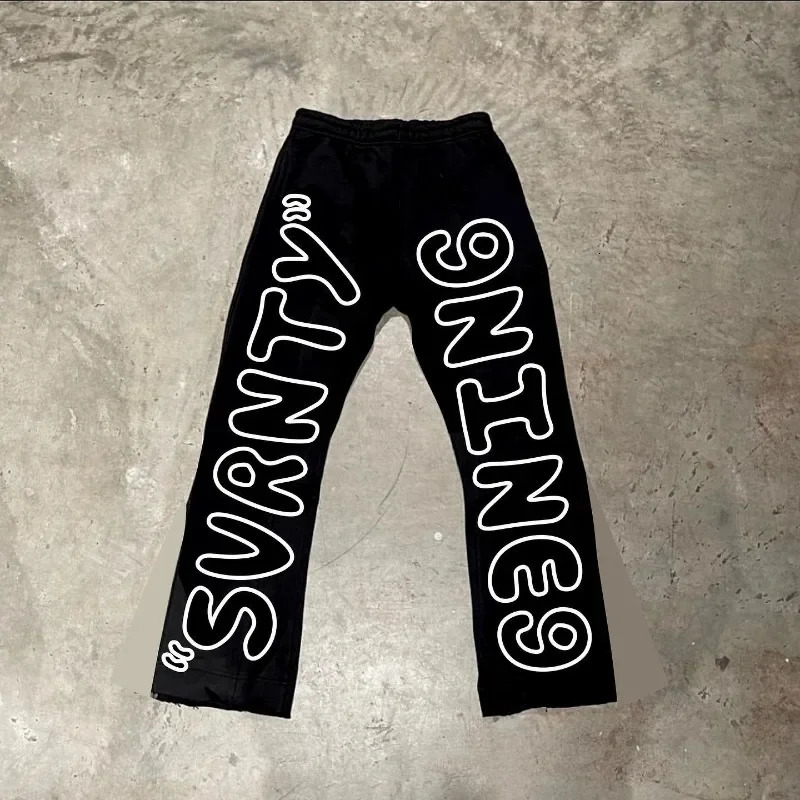 Spring and Autumn Letter Printed Sweatpants Womens Y2K Streetwear Hip Hop Harajuku Loose High Waist Jogger Overalls 240530