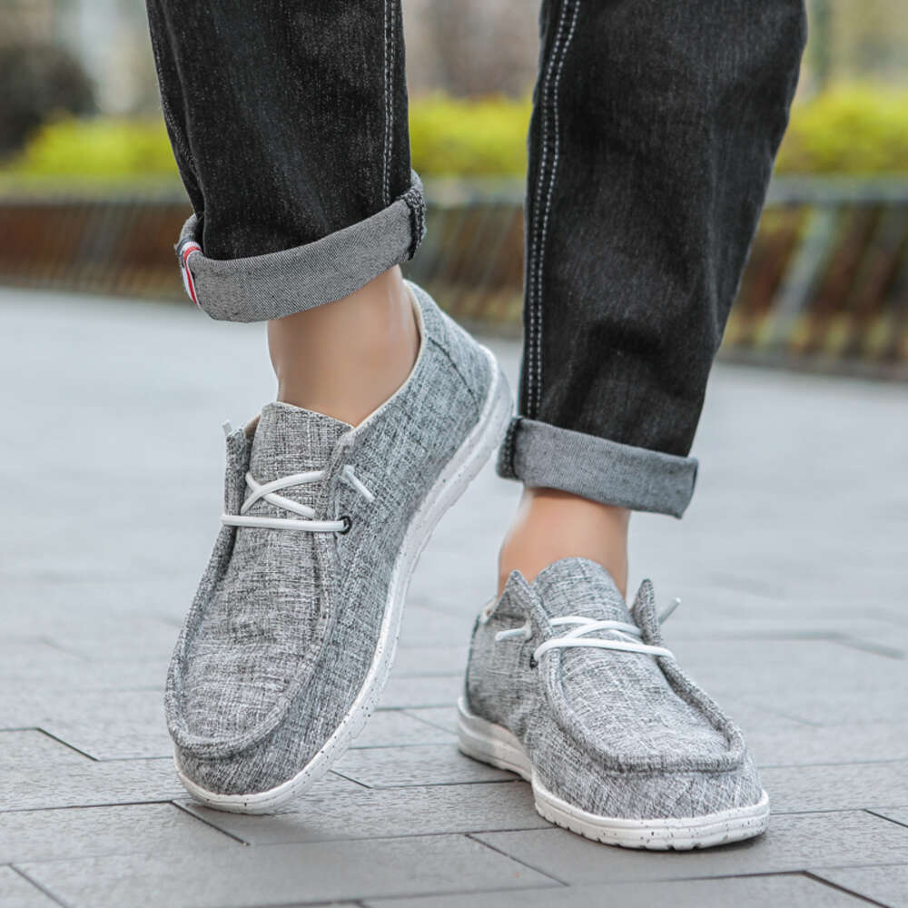 New Summer Men's Non-slip Lightweight Flat Simple Soft-soled Casual Canvas Fashionable Vulcanized Shoes ddmythur