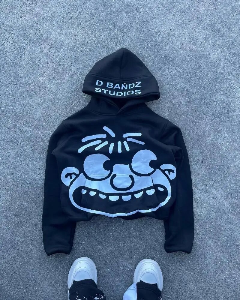Men's Hoodies Streetwear Y2K Pullover Hoodie Harajuku Hip Hop Cartoon Graphic Print Oversized Sweatshirt Gothic Clothing Men Women