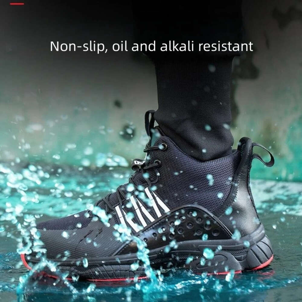 Steel Toe Boots Men For Work Indestructible Black Safety Non Slip Cap Anti-Smash Outdoor Security Shoes
