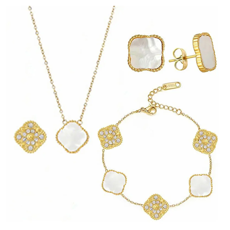 Luxury Elegant Love Numeral Crystal Necklace Set For Women Fashion Stainless Steel Pendant Trend Designer Woman Wedding Gift Jewelry No Box