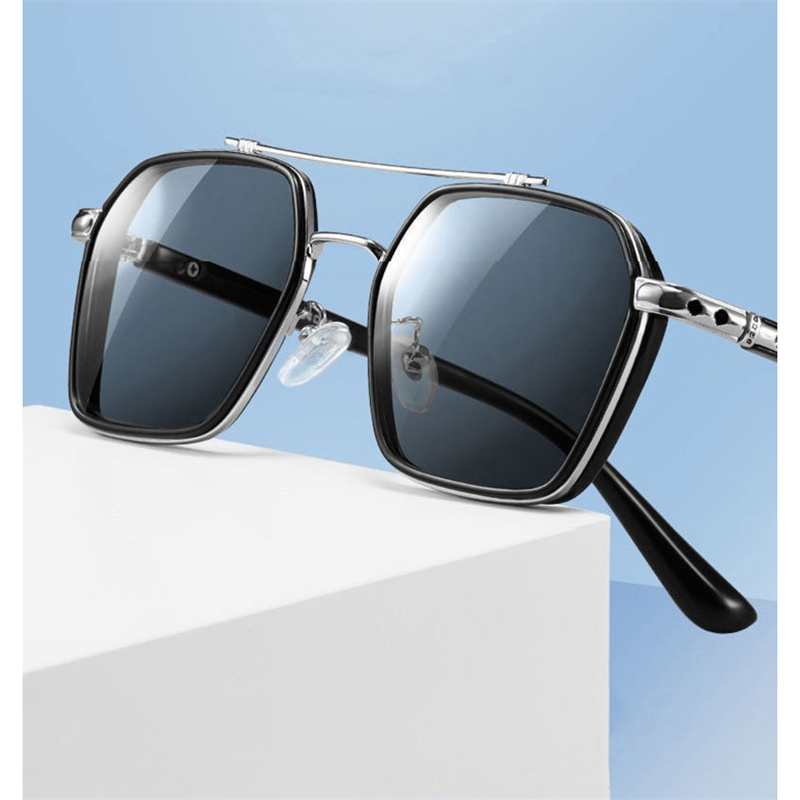Photochromic Sunglasses Square Frame Oculos De Sol Retro Driving Goggles Polarized Goggles Cycling Punk Glasses Men Women