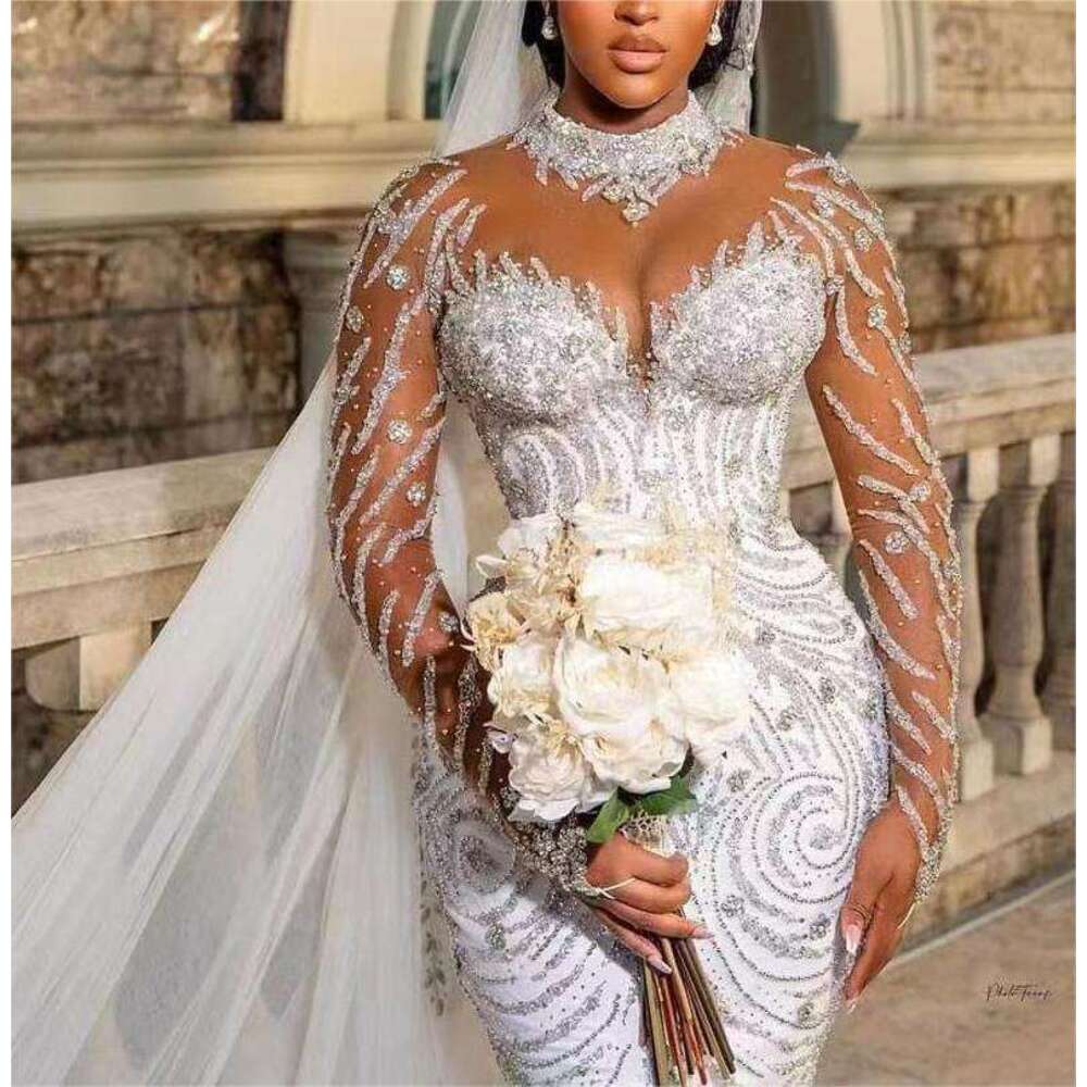 Industry Heavy Embroidery Lace Slimming Fishtail Tail Wedding Dress