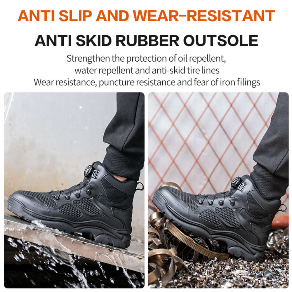 High Quality Rotary Buckle for Safety Steel Toe Men Breathable Indestructible Shoes Puncture-Proof Work Boots b3075