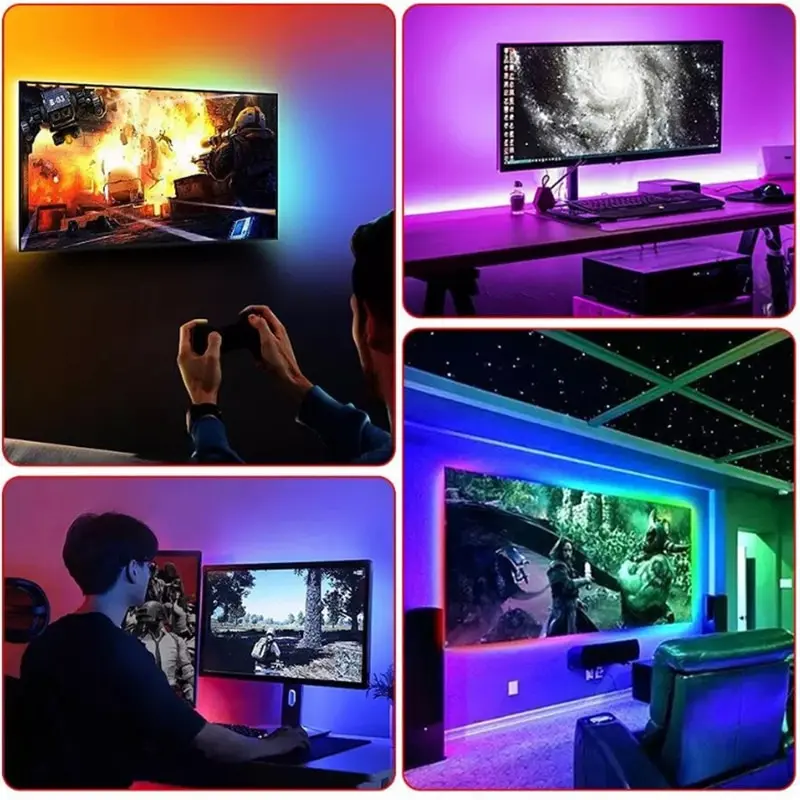 SMD 2835 LED Strip Lights 60LEDs/M RGB USB 5V With Remote Control Flexible Tape Diode Ribbon Bedroom TV Backlight Room Decor