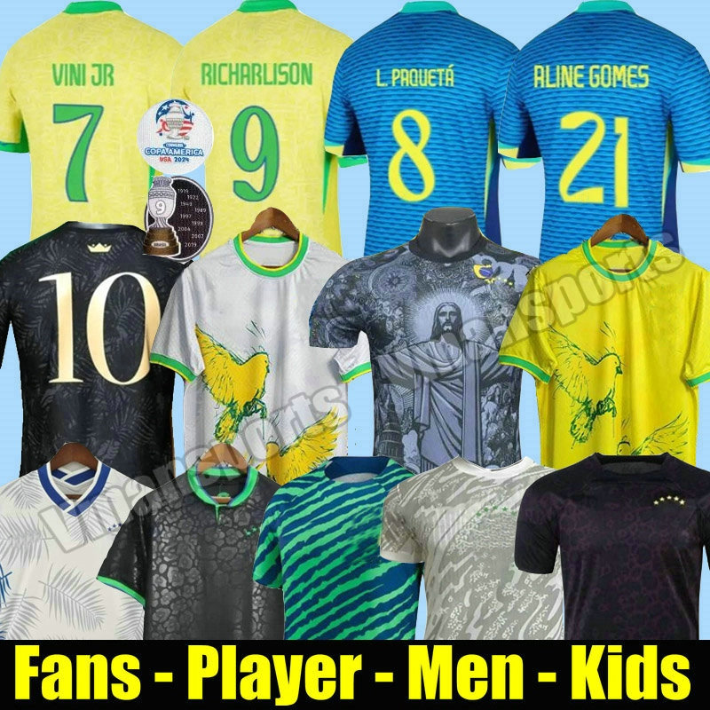 2024 ENDRICK CASEMIRO Brazils Soccer Jerseys 24 25 Camiseta RICHARLISON PAQUETA VINI JR RODRYGO RAPHINHA Brasil Maillots Football Shirt Men Women Kids