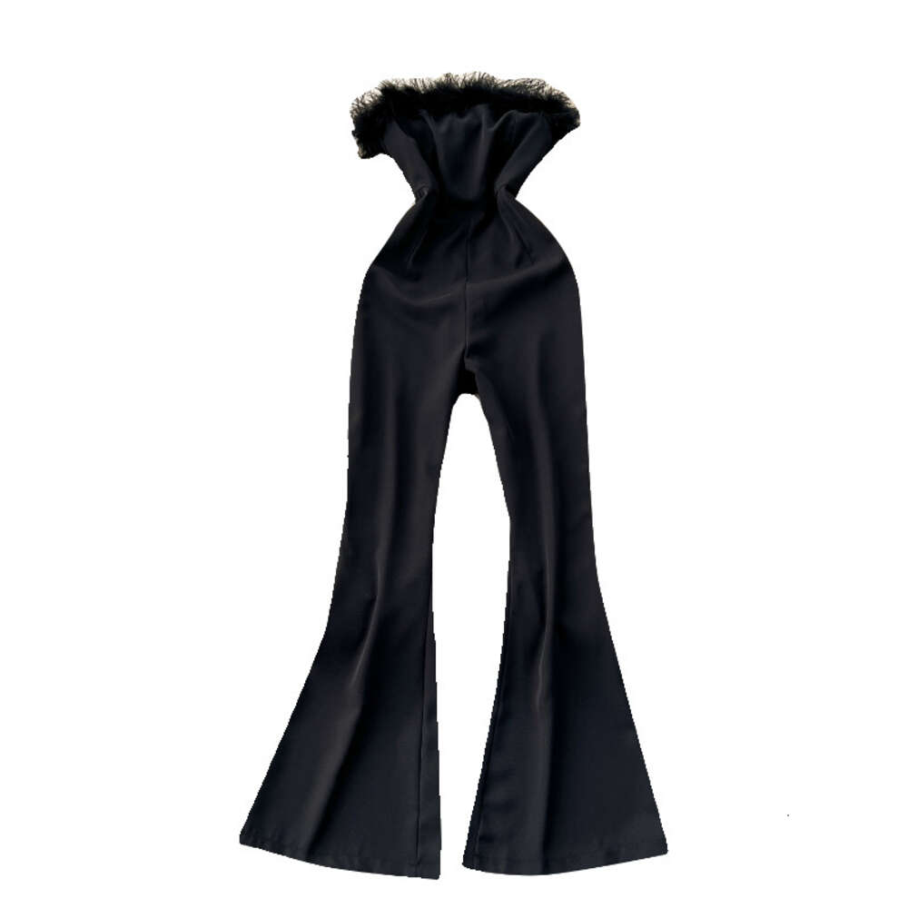 High end and fashionable flared pants for women with a sense of luxury and design plush strapless jumpsuit