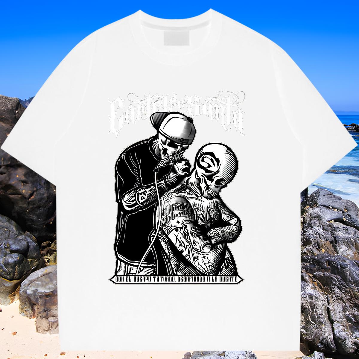 Popular Mens T Shirts Beach Crew Neck Cotton Mens Tshirts Custom Cartoon Print Tops Tees