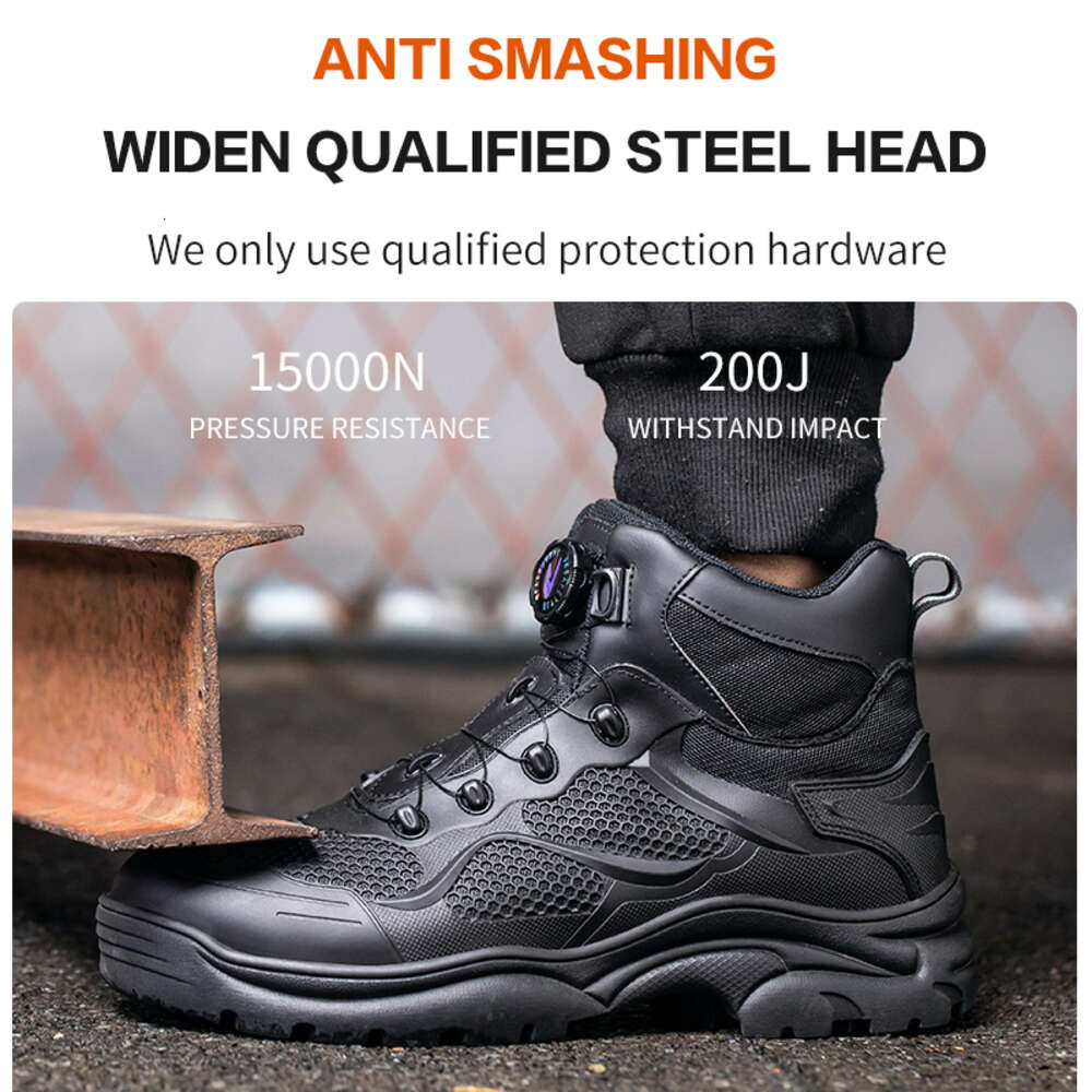 High Quality Rotary Buckle for Safety Steel Toe Men Breathable Indestructible Shoes Puncture-Proof Work Boots b3075