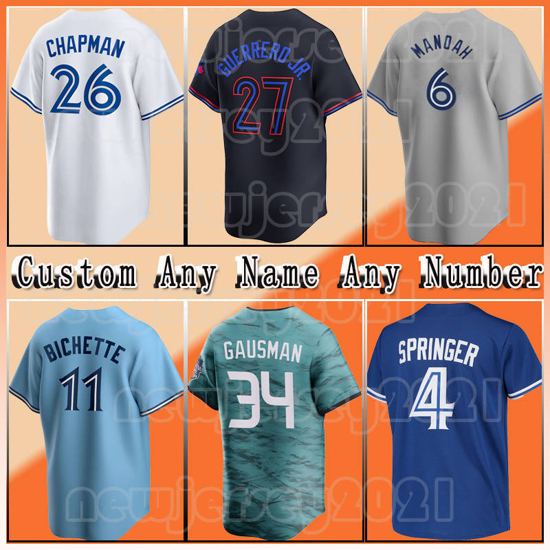 27 Vladimir Guerrero Jr. Toronto Baseball Jersey 4 George Springer Blue 11 Bo Bichette Jays Roberto Aloma Justin Turner Kevin Kiermaier Daulton Varsho Cavan Biggio