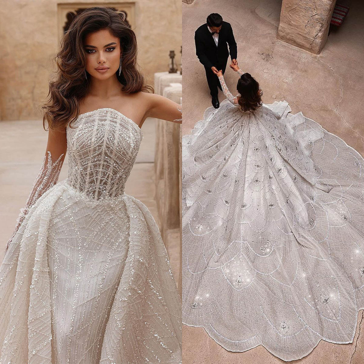 Sexy Crystals Mermaid Wedding Dresses Sleeveless Beads With Appliques Pearls Organza Backless Party For Special Occasion Plus Size Custom Made vestido