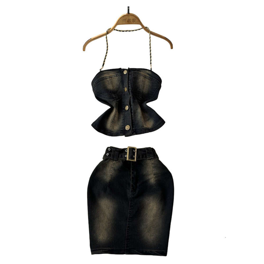 Spicy Girl Beautiful Back Cowboy Bra Womens Summer Blue Bra Short Strap Tank Top Open Navel Top Trendy Outwear