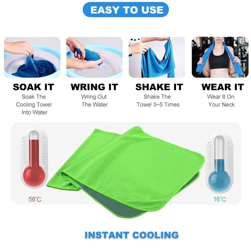 10pcs Sport Cooling Towel Microfiber Instant Cool Ice Face Towels for Gym Swimming Yoga Running Quickdry Cloth 240601