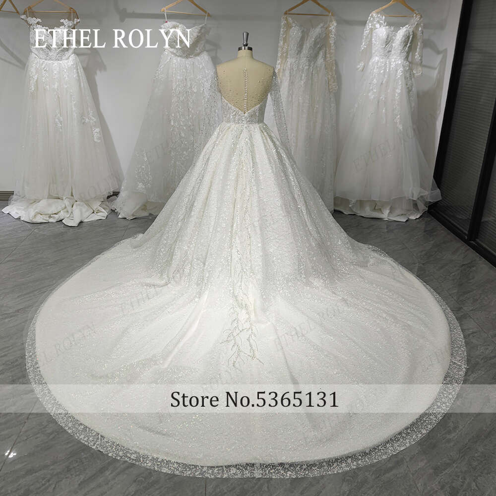 ETHEL ROLYN Wedding Dress For Women 2024 New Glitter Long Sleeve Princess Beading Backless Bridal Gown Vestidos De Novia