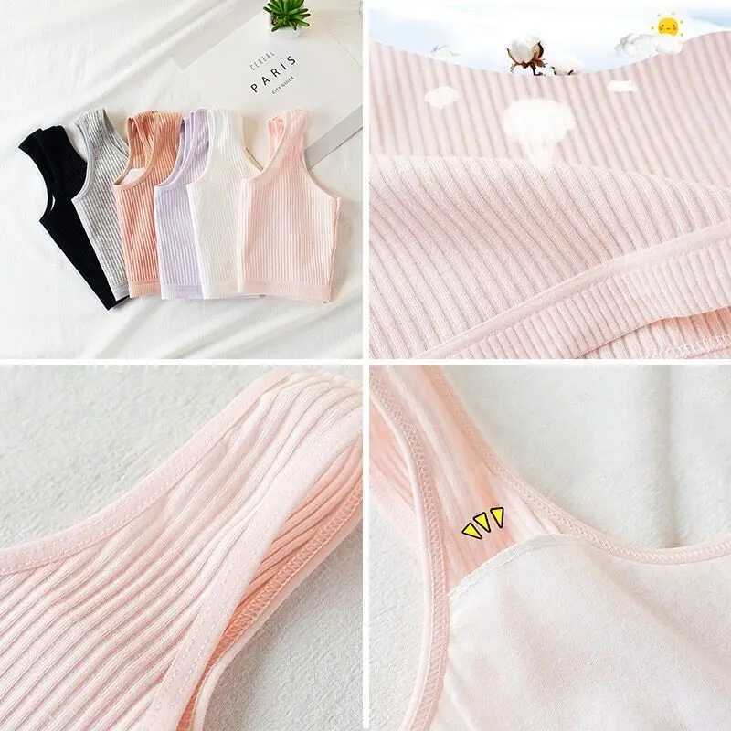 Camisole Camisole 3-piece double-layer bra development girl vest cotton girl bra youth girl clothing 8 10 14 years WX5.31