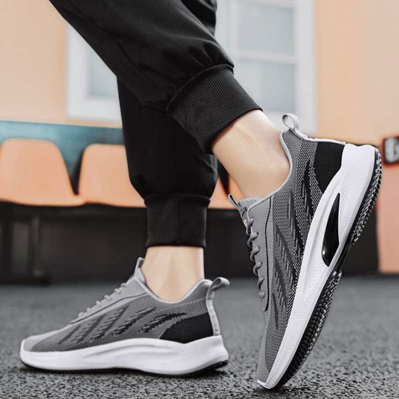 Men's 2024 New Fashion Korean Version Of The Trend Sports Flying Woven Thick Sole Mesh Comfortable Simple Casual Shoes