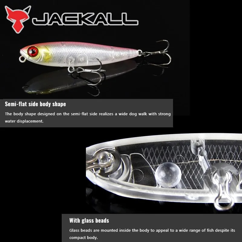 Jackall Chubby Pencil 55Mm 3.1G Top Water Fishing Lure Wide Dog Walk Hard Bait Fresh Water Lures For Fishing 240603