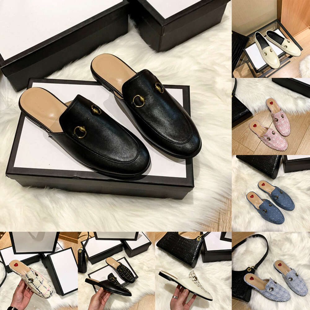Classic Designer Sandals princetown Loafers Leather Flat Heels Summer Mens Womens Casual Walk Shoes Slip On Female Slides claquette luxe slippers top