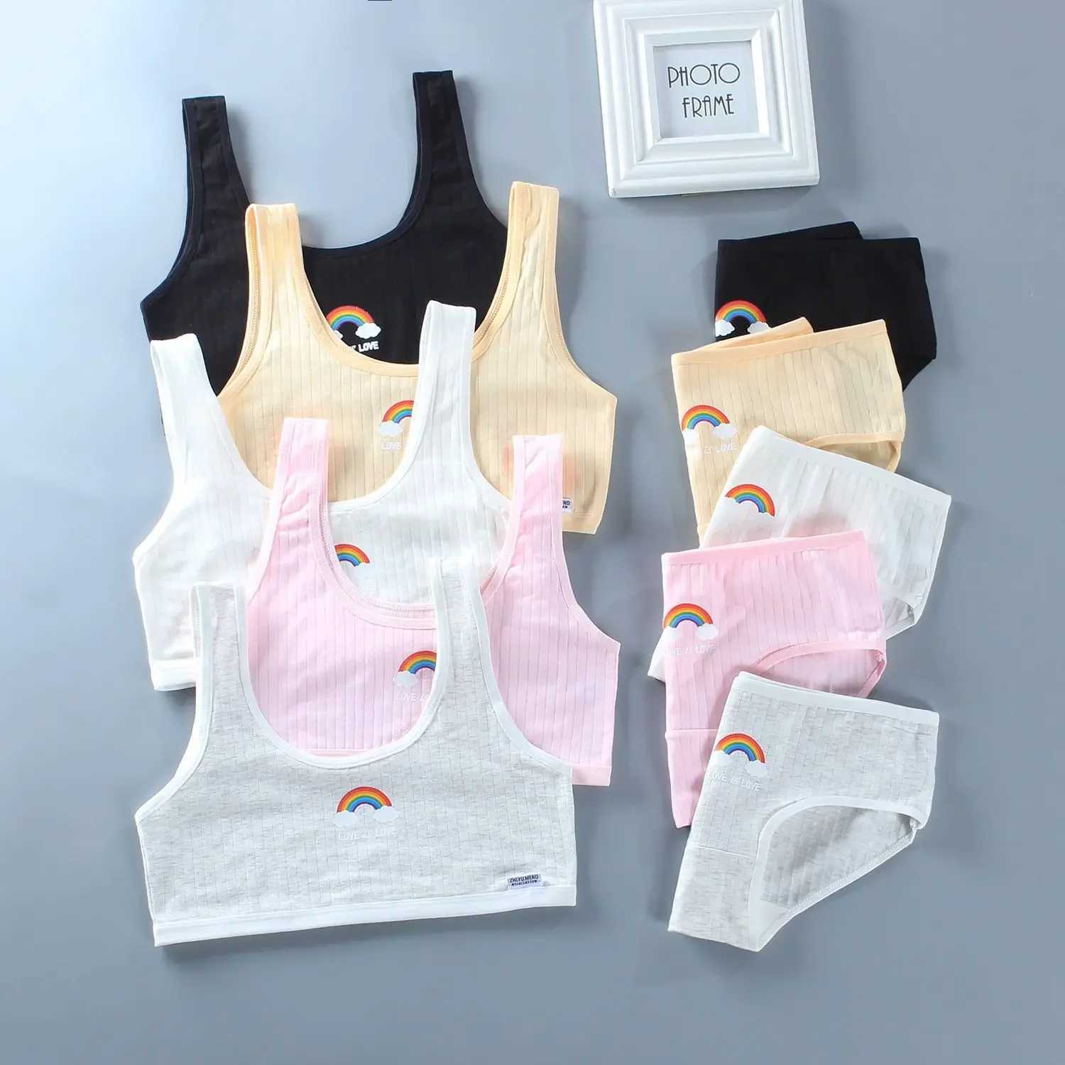 Camisole Camisole Teenage Clothes Sets Teenager Sport Underwear Training Bra Panties Sets 8-14Years WX5.31
