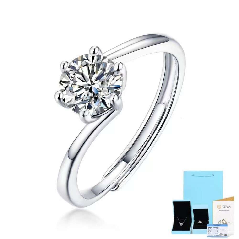moissanite dia passed GRA Dia test sier gold engagement six claw mosanite women's ring gift with box and certificate