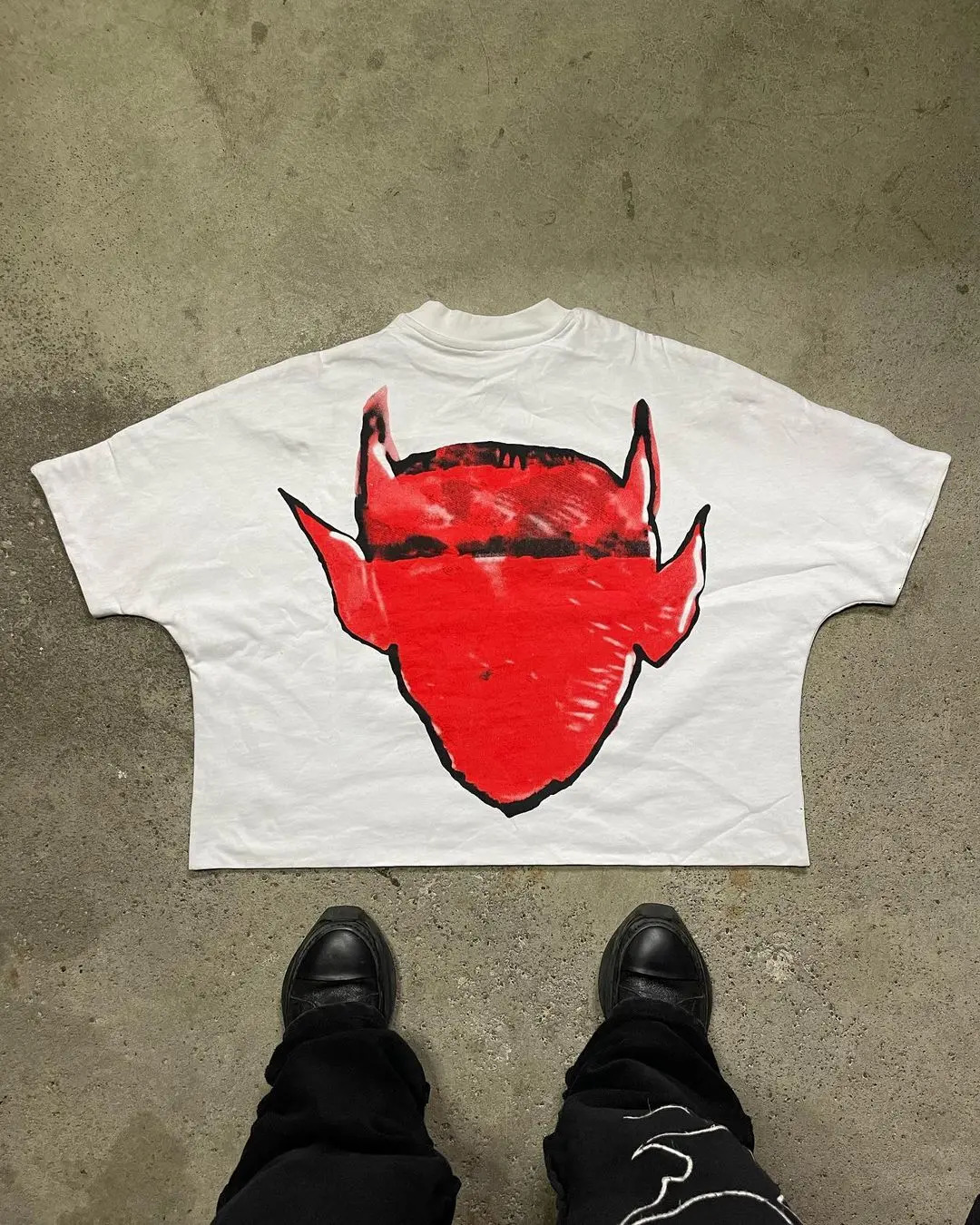 Harajuku cartoon demon graphic t shirts print oversized gothic streetwear high street couples graphic y2k tops goth men clothes 240601