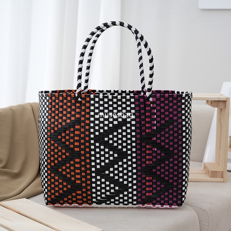 Woven bag for women and men large capacity fashionable one shoulder tote shopping bag women's vegetable basket classic and high-quality tote bag 