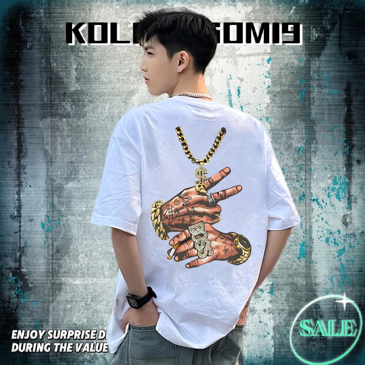 Cool T shirt Street Casual Cotton O Neck Short Sleeves Men Tops Tees Wholesale DIY Printed Tee Shirt
