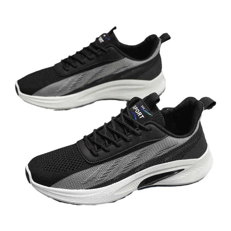 Men's 2024 New Fashion Korean Version Of The Trend Sports Flying Woven Thick Sole Mesh Comfortable Simple Casual Shoes