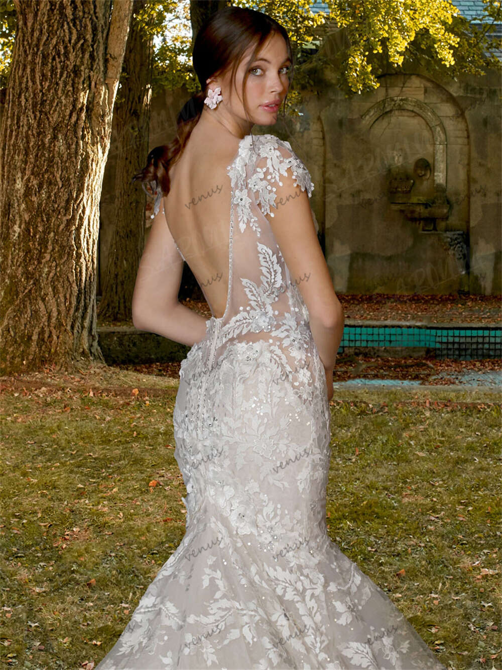 Gorgeous Wedding Dresses Sheath Mermaid Lace Appliques Sexy Bridal Gowns Deep V-Neck Backless 2024 Pretty Vestidos De Novia 2023