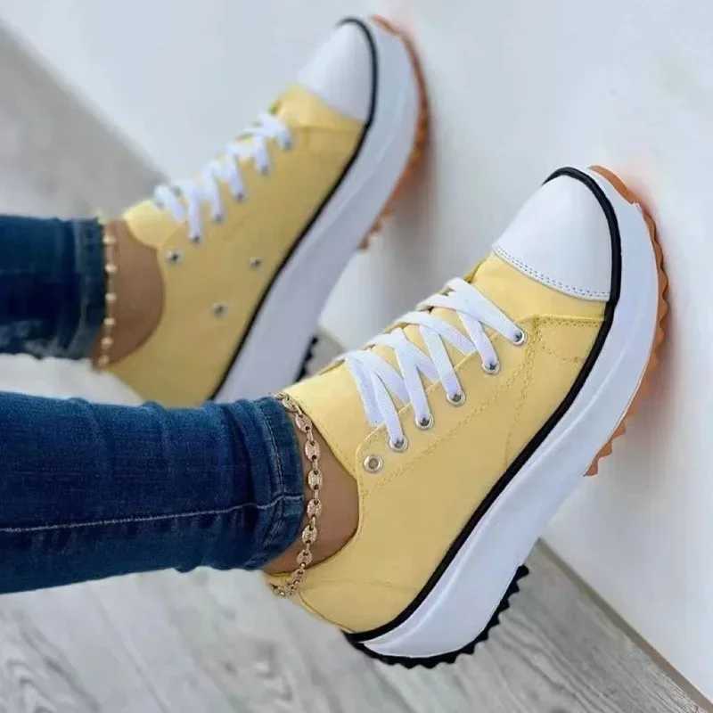 2023 Woman Platform Women Casual Female Canvas Tennis Ladies Shoes Chunky Sneakers Lace Up Shoe Plus SizeL464