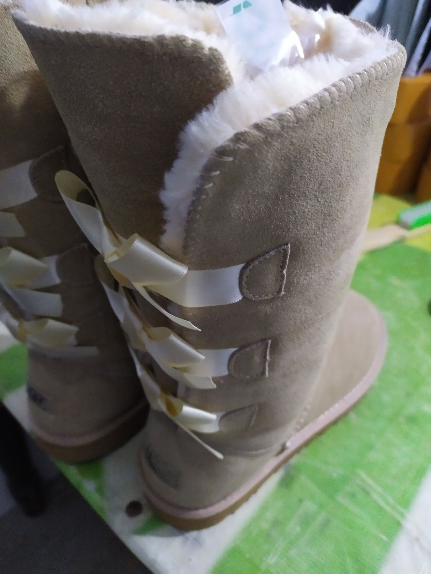 Classic Designer Women Tall Snow Boots Genuine Leather Bailey Bowknot Boots