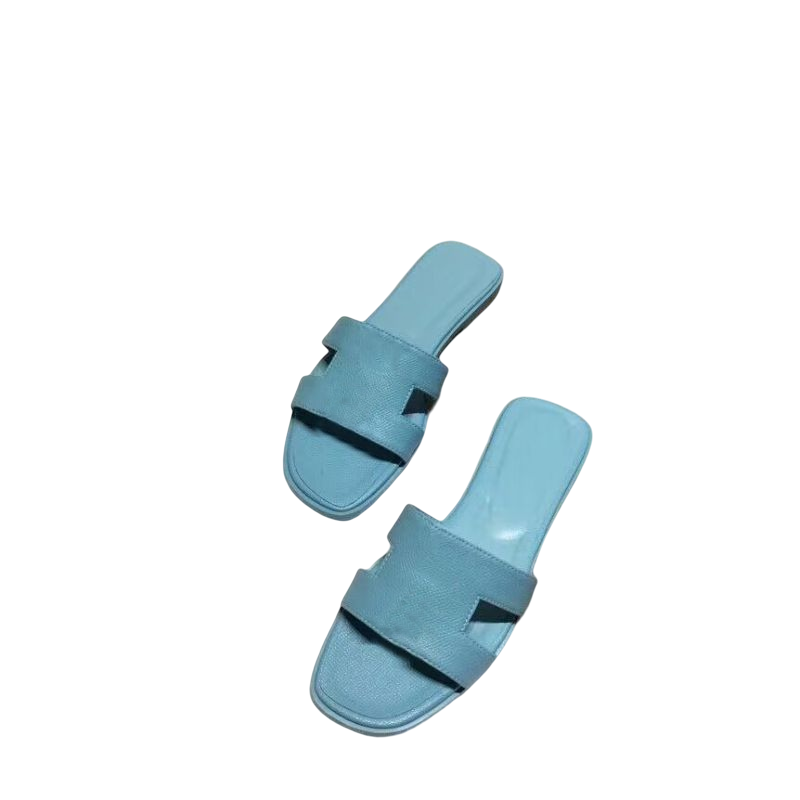 Designer slides Leather Women's Sandals Summer Flat Shoes Fashion Beach Women's Slippers Letter Slippers out door mules