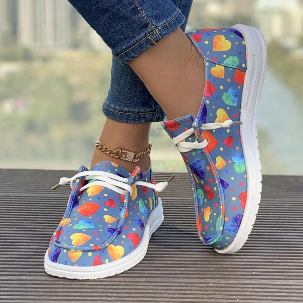 Ddmysports Loafers Christmas Snowman Elk Graphic Print Lace Up Round T Women S Vulcanize Canvas Flat Shoes Atos OUTDOOR