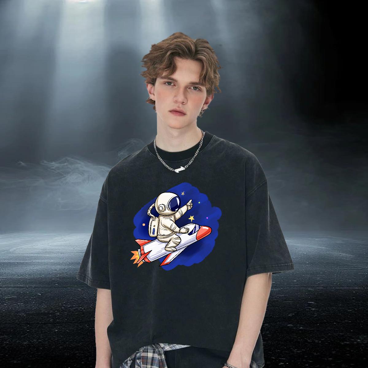 Loose Fit T-Shirts for Men Casual Breathable Crew Neck Cotton Men Clothes T-Shirt Fashion Cartoon Print Tees Shirts