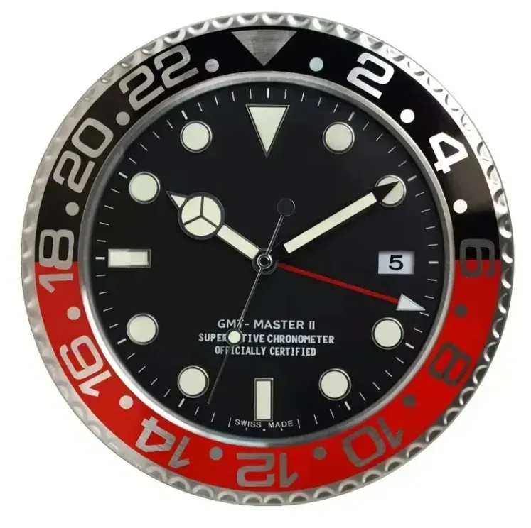 Large Wall Clock with Date Silent Quartz Movement Stainless Steel Green//Black Luminous Hands Modern Design for Living Room Bedroo W250715