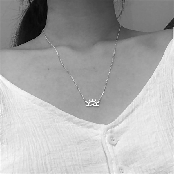 10PCS Sea Ocean Water Wave Sun Sunshine Necklace Geometric Sunrise Sunset Sundown Landscape Necklaces for Outdoor Beach Surfing Lover