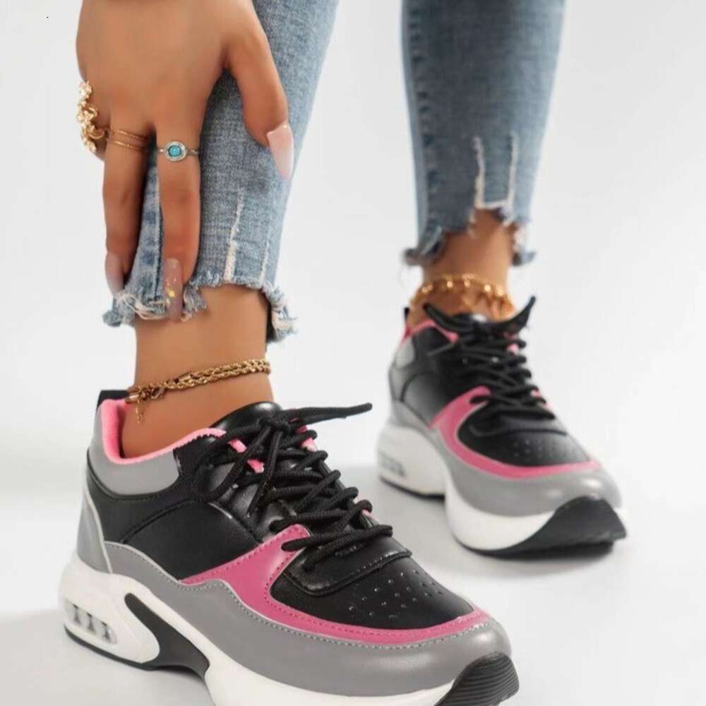 Ddmysports Breathable Lace Up Sneakers Women S Vulcanized Sports Running Shoes Blocking Platform Loafers OUTDOOR