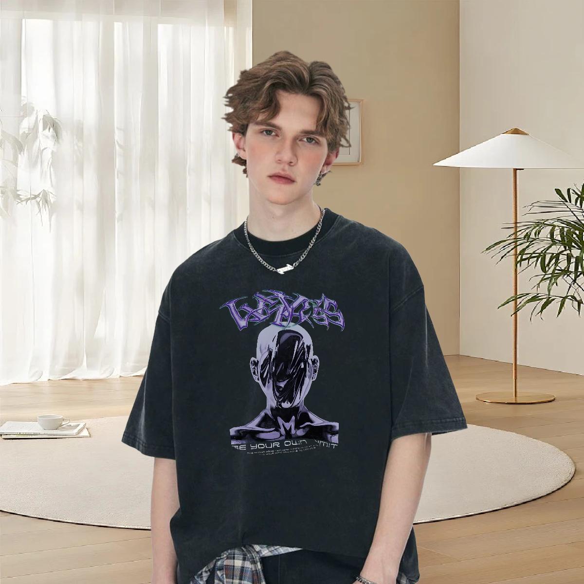 Cool Men Clothes T-Shirt O-Neck Short Sleeve Cotton Hip Hop T Shirts Men Floral Print Classic Casual Tees