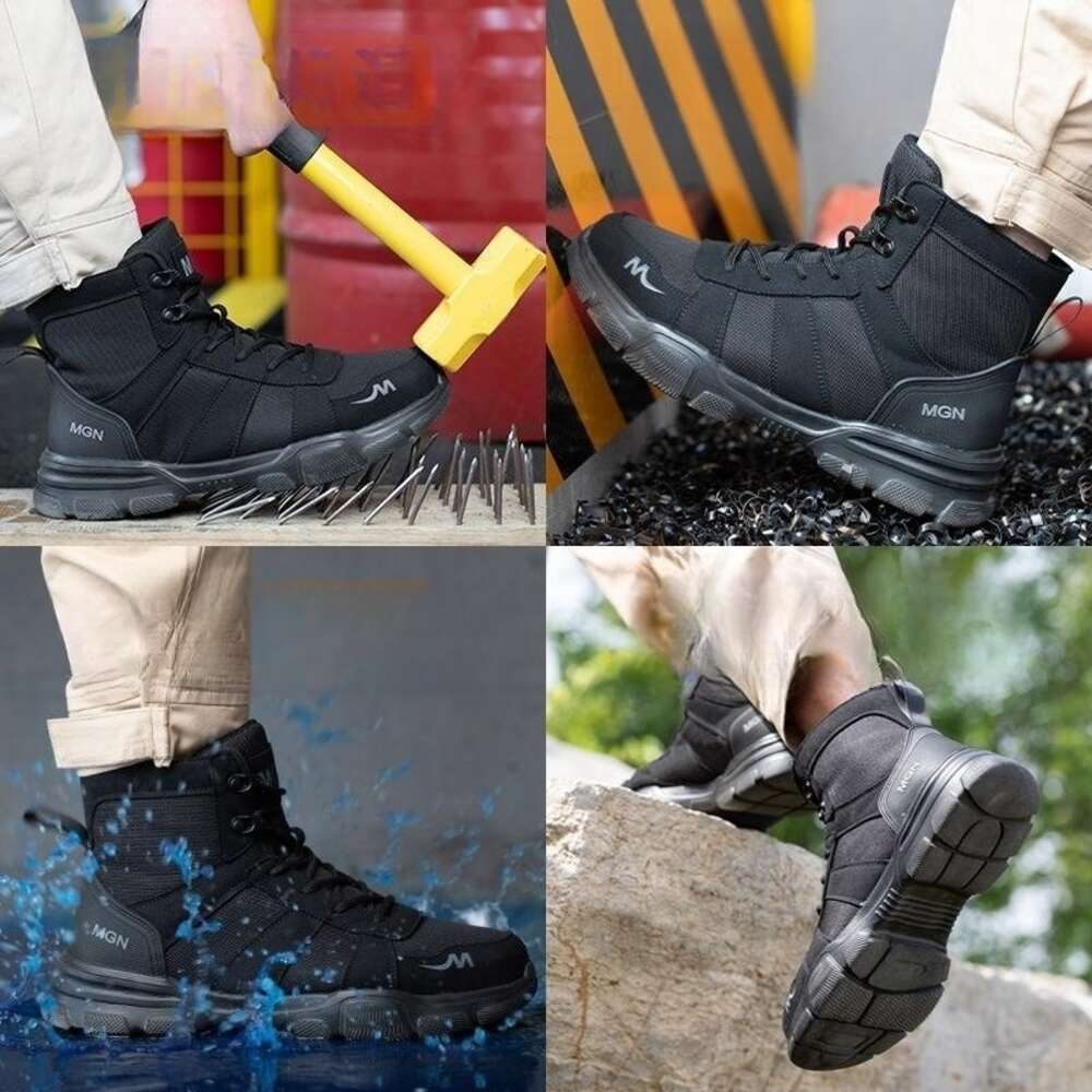 Steel Toe Cap Non Slip Industrial Men Leather Safety Shoes Anti-Scalding Anti-Smash Anti-Puncture Work Boots