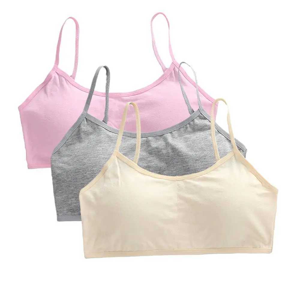 Camisole 3 pieces of teenage girls cotton tube top lace lingerie wireless solid color bra sports training tank WX5.31THU0