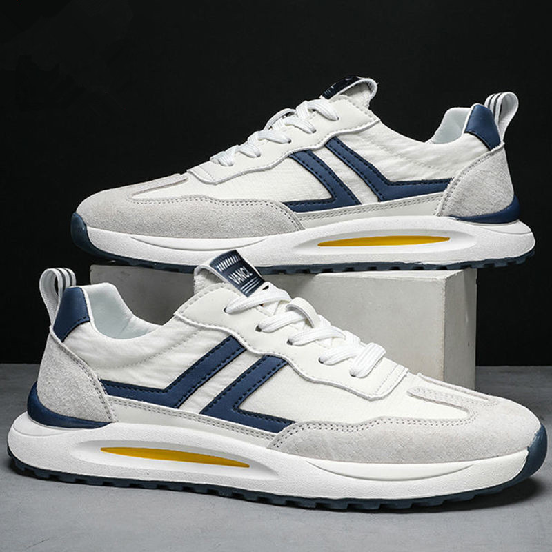 Men Shoes White Fashion Lace Up Style Retro Breathable Soft Sole Casual Shoes Comfortable Outdoor Running Sports Shoes
