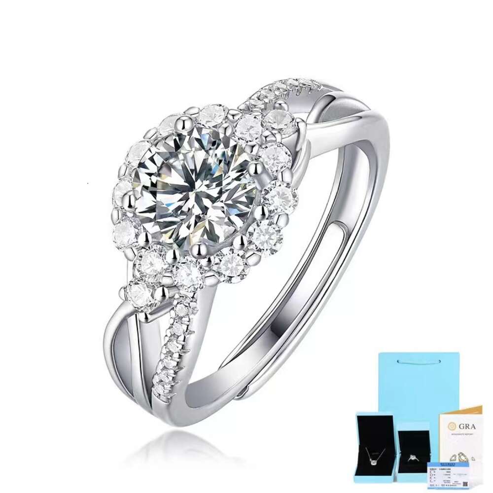 moissanite dia passed GRA Dia test sier gold engagement six claw mosanite women's ring gift with box and certificate