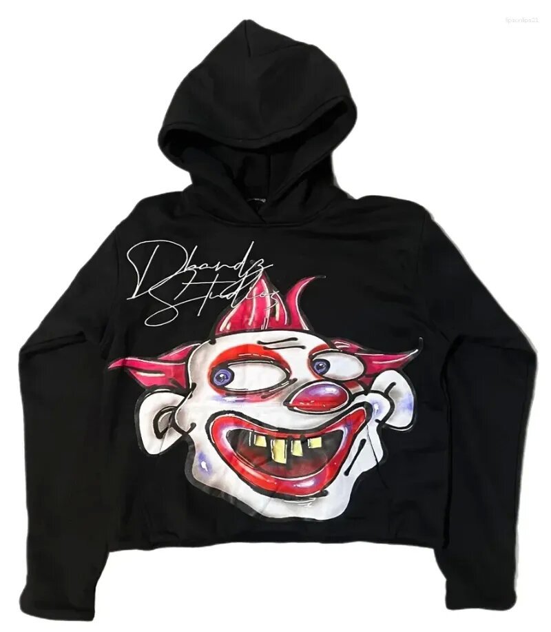 Men's Hoodies Streetwear Y2K Pullover Hoodie Harajuku Hip Hop Cartoon Graphic Print Oversized Sweatshirt Gothic Clothing Men Women