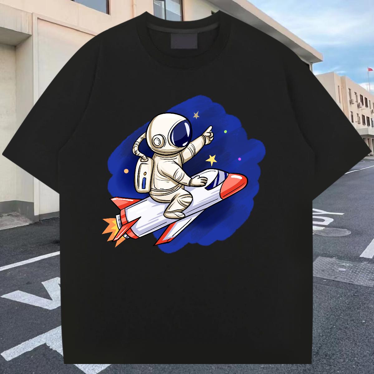 Loose Fit T Shirt For Man Beach 180g Cotton Men Clothes T-Shirt Fashion New Plus Size Cartoon Tees